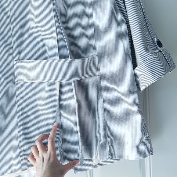 Peace of Cloth Blue White Pinstripe Open Blazer - Picture 5 of 11